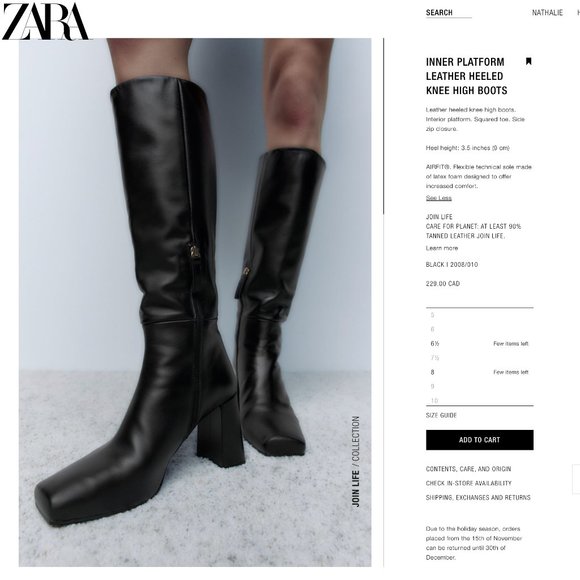 Zara Shoes - INNER PLATFORM LEATHER HEELED KNEE HIGH BOOTS